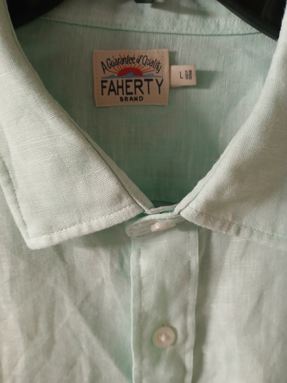Faherty Men's Mint Green Linen Button-Up Shirt